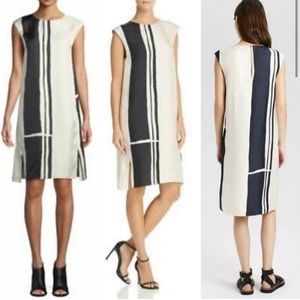 THEORY: Silk Twill Striped Minimal Sheath Dress